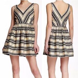 J. CREW Factory Sparkle Glam Metallic Candy Stripe Fit & Flare Party Minidress